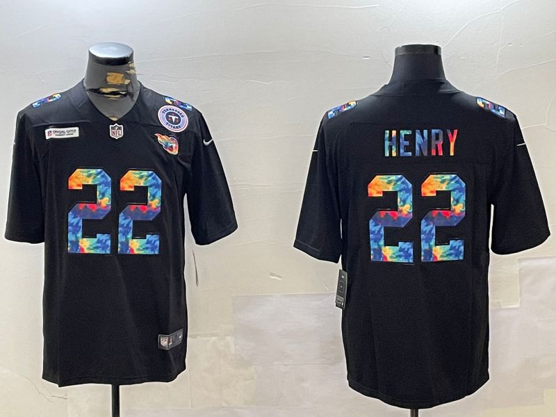 Men Tennessee Titans #22 Henry Black Rainbow 2024 Nike Limited NFL Jersey style 2